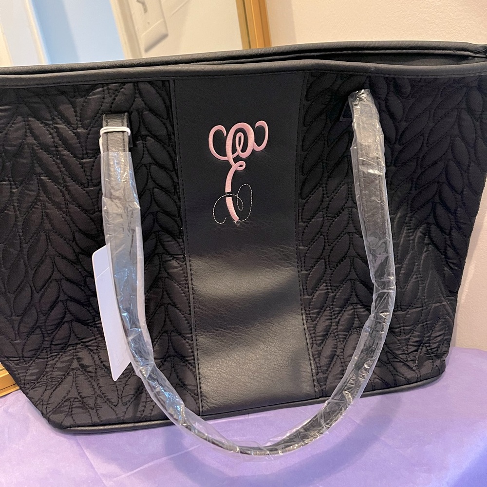 NWT black quilted tote bag